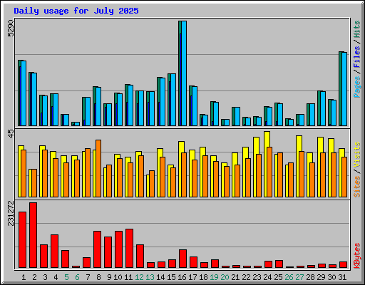 Daily usage for July 2025